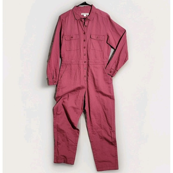 Outerknown Pants - Outerknown S.E.A. Long Sleeve Organic Cotton Linen Jumpsuit Sz M Wine Coverall